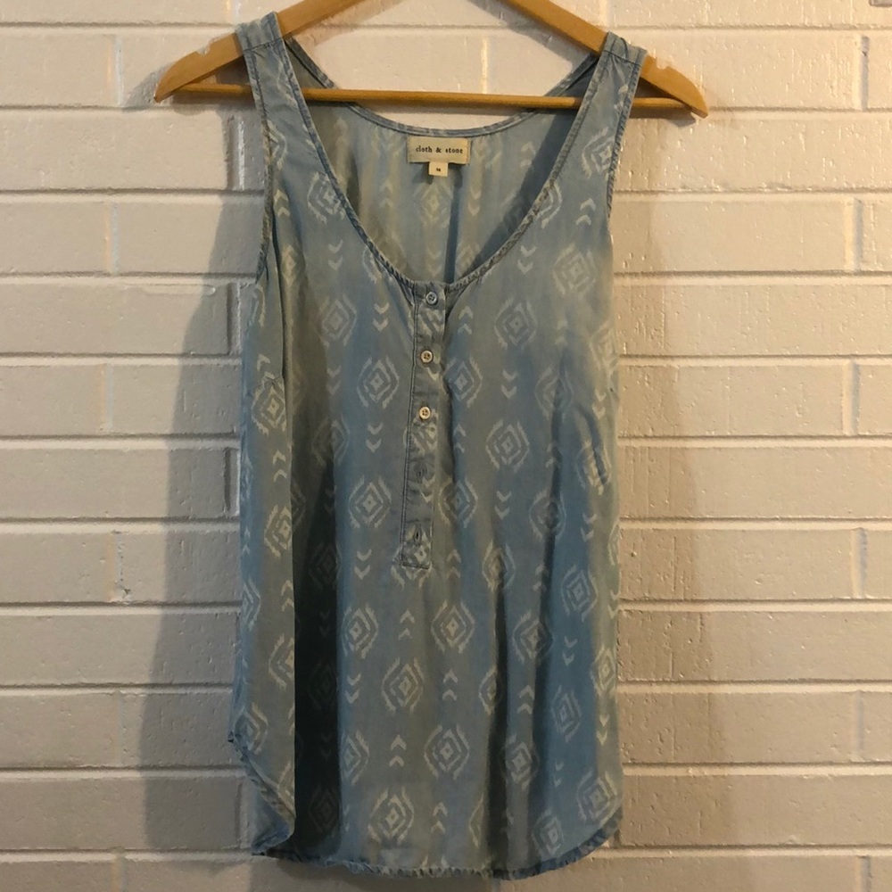 Printed chambray tank